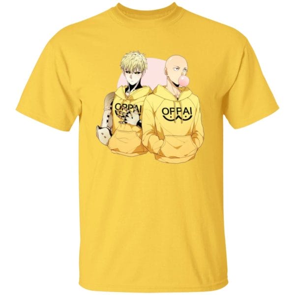 One-Punch Man – Saitama and Genos Wearing Oppai Hoodies T Shirt Otaku Store otaku.store